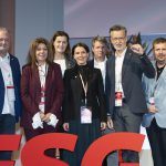 Das frisch gewählte neue FSG vida-Präsidium: v.l.n.r.: Franz Raidl, Yvonne Rychly; Ursula Heitzer, Olivia Janisch, Gerald Mjka, Roman Hebenstreit und Bernd Brandstetter.